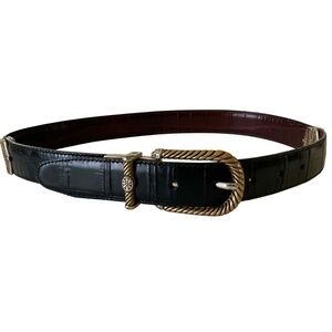 Brighton black leather reversible belt